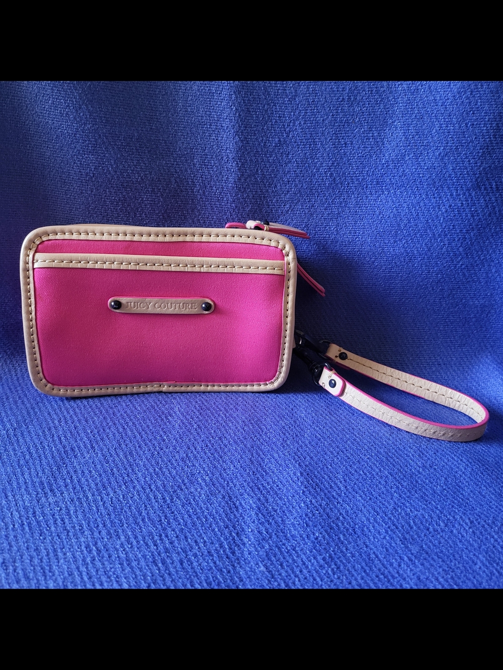 Juicy Couture Pink Wristlet Wallet with Tan Trim